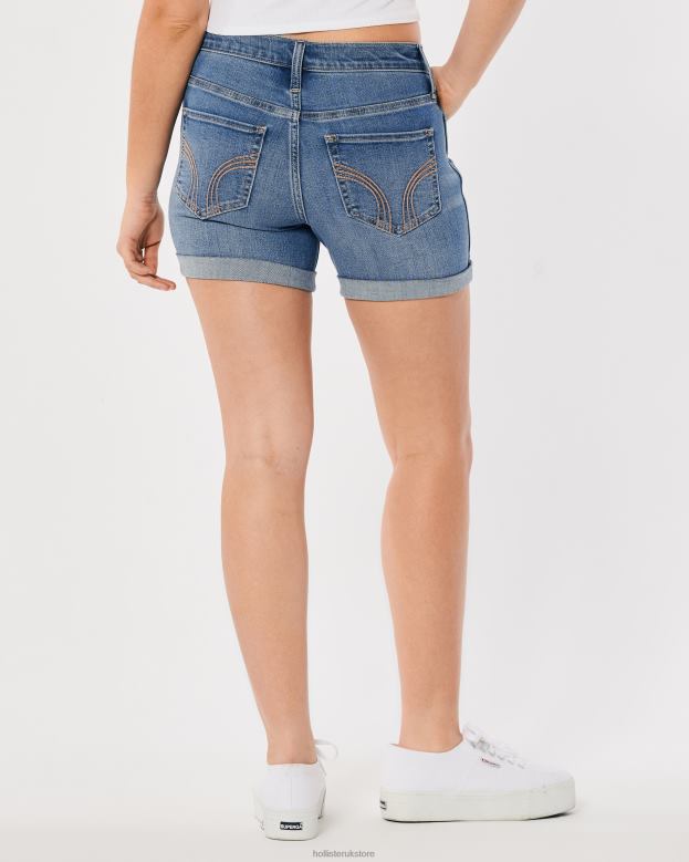 Bottoms Hollister Women Mid-Rise Medium Wash Denim Shorts 5\\ 48820659 Medium Wash